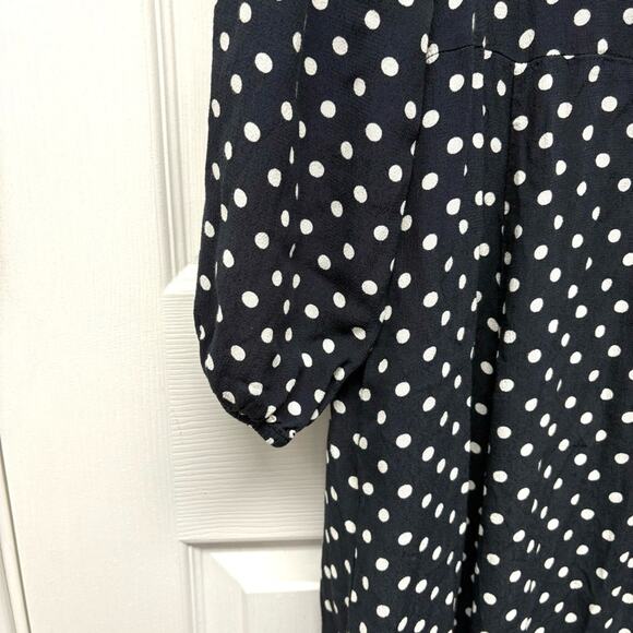 Zara Black Shirt Dress, White Polka Dots, Belt Loops, Button up, Size S - Picture 5 of 11
